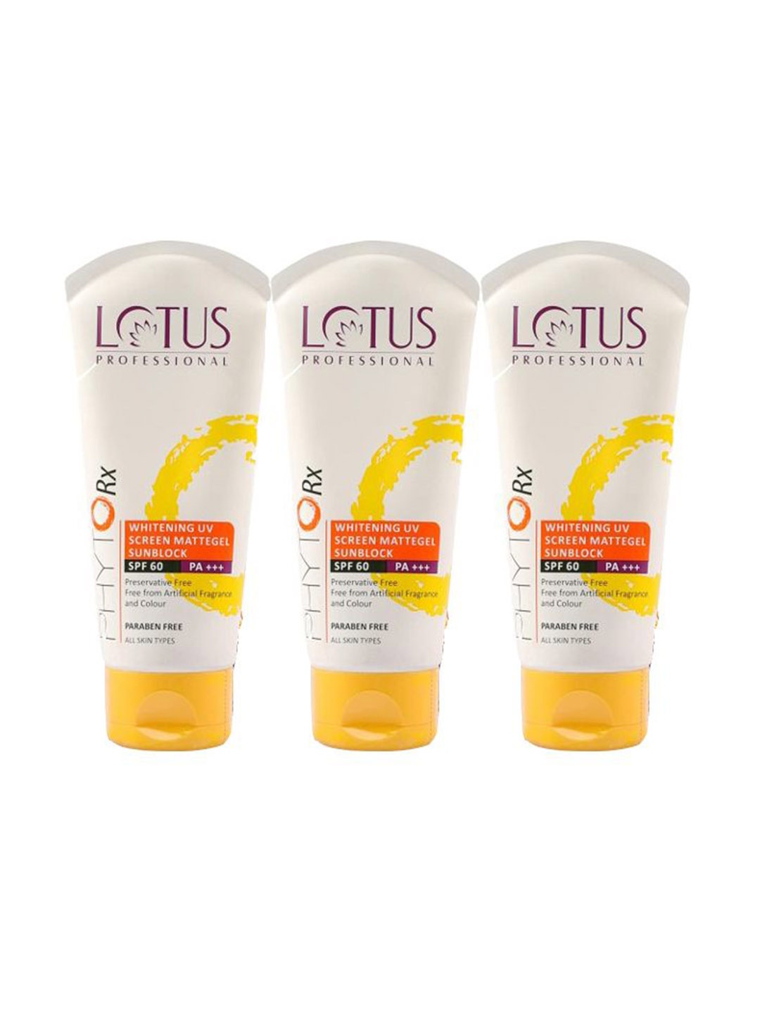 

Lotus Professional Set Of 3 PHYTORx Whitening Uv Sunscreen Mattegel - 75 g Each, White