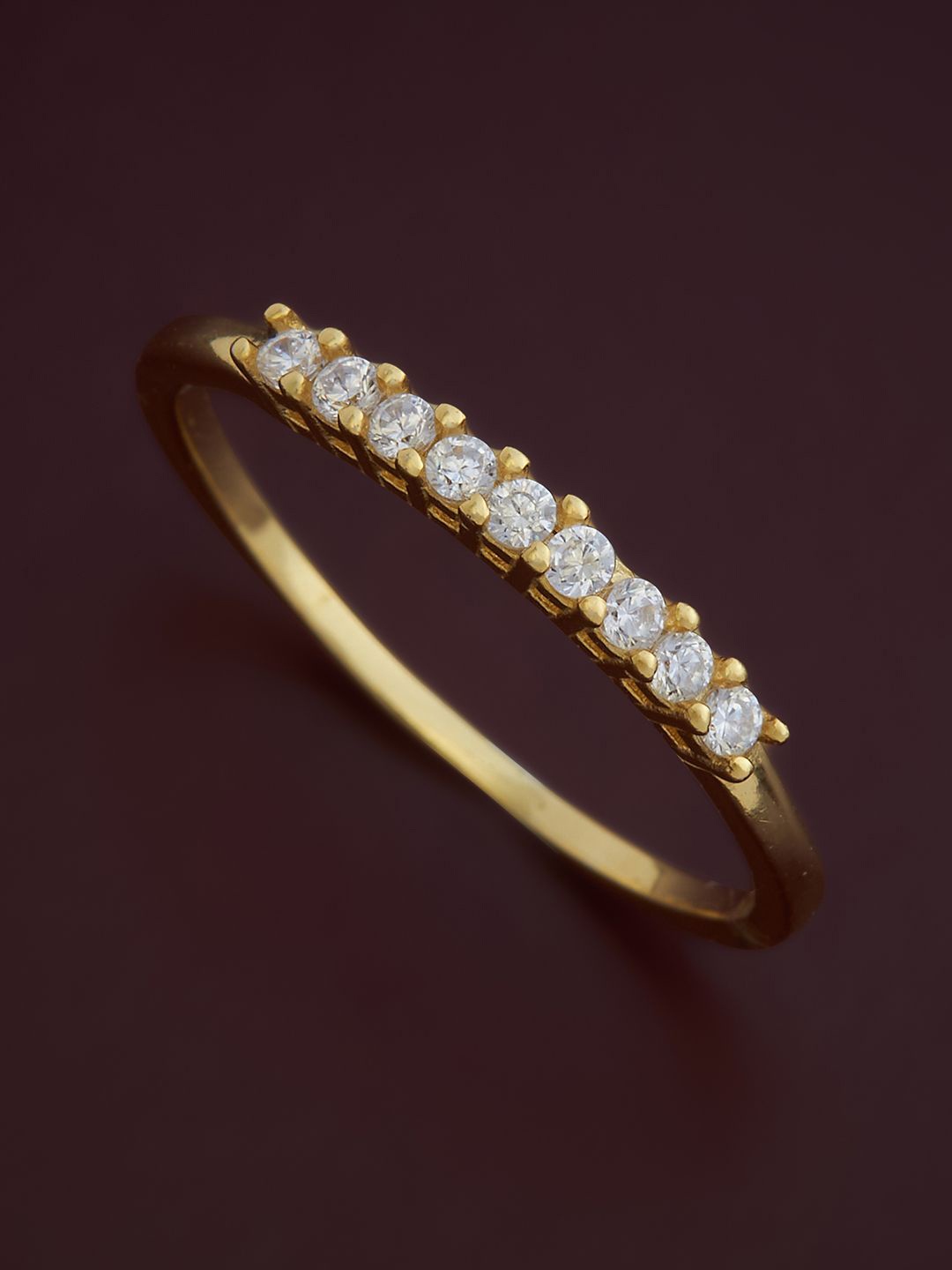 

Kushal's Fashion Jewellery 92.5 Pure Silver Gold-Plated Cubic Zirconia Studded Finger Ring