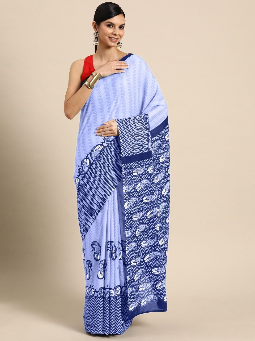 

BUTA BUTI Floral Pure Cotton Saree, Violet