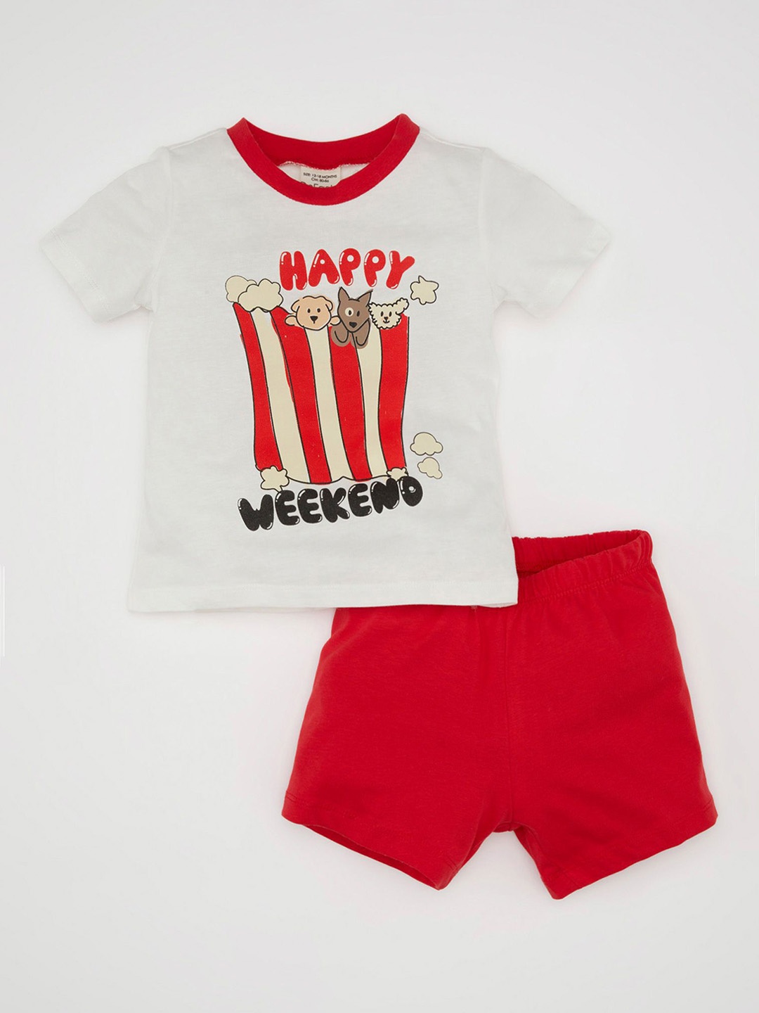 

DeFacto Boys Printed Pure Cotton Night Suit, White