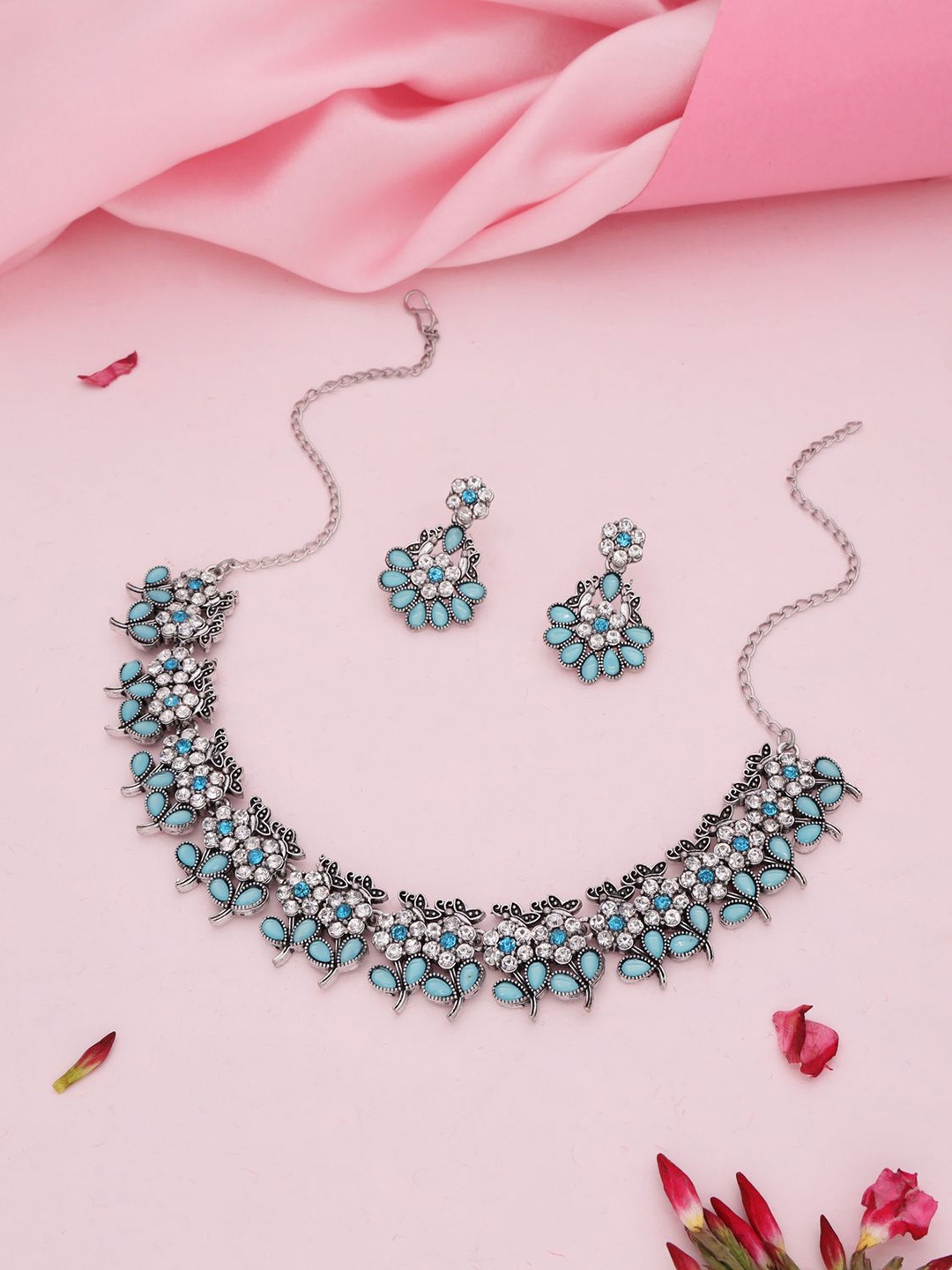

Anouk Silver-Toned Stone-Studded Jewellery Set