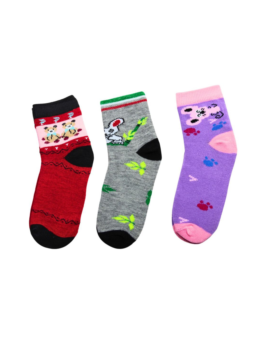 

BAESD Kids-Unisex Pack Of 3 Patterned Ankle-Length Socks, Red