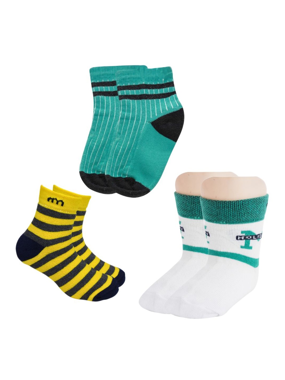 

BAESD Kids Pack Of 3 Patterned Ankle-Length Socks, White