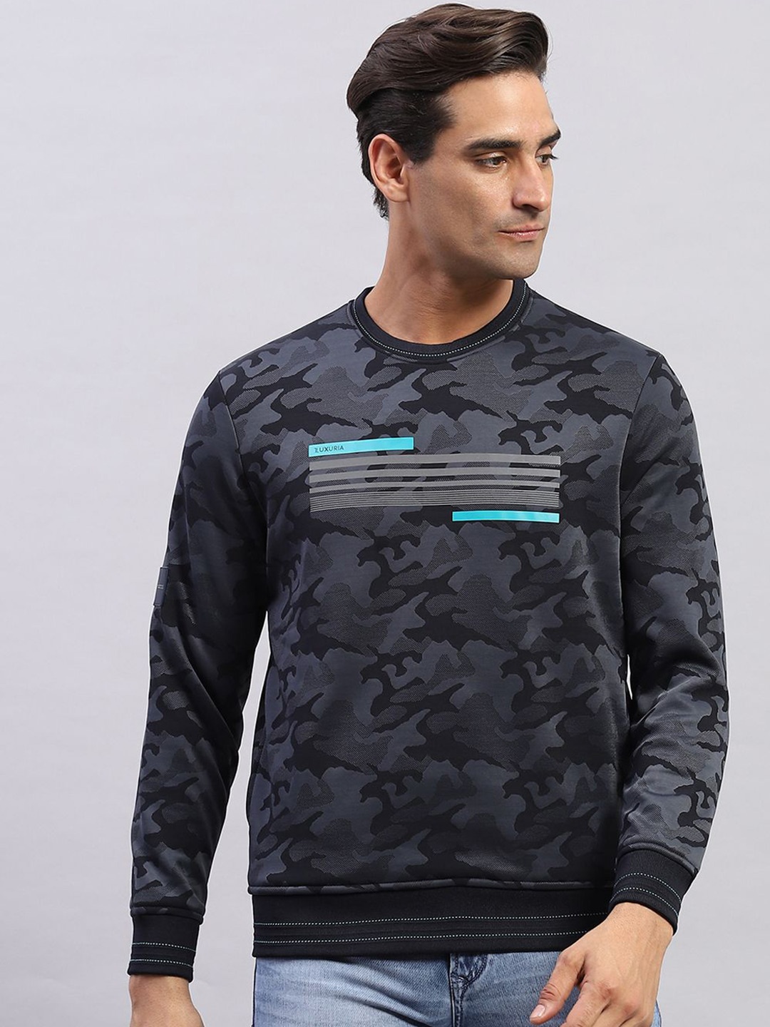 

Monte Carlo Men Camouflage Printed Sweatshirt, Navy blue