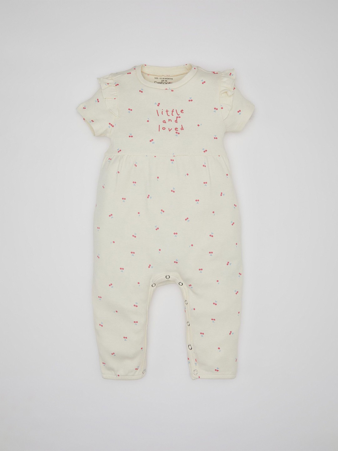 

DeFacto Girls Printed Pure Cotton Romper, White