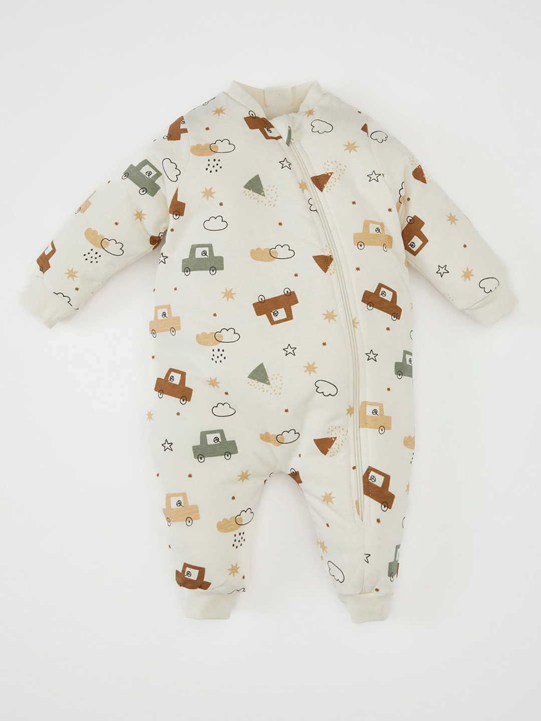 

DeFacto Infant Boys Printed Pure Cotton Rompers, White