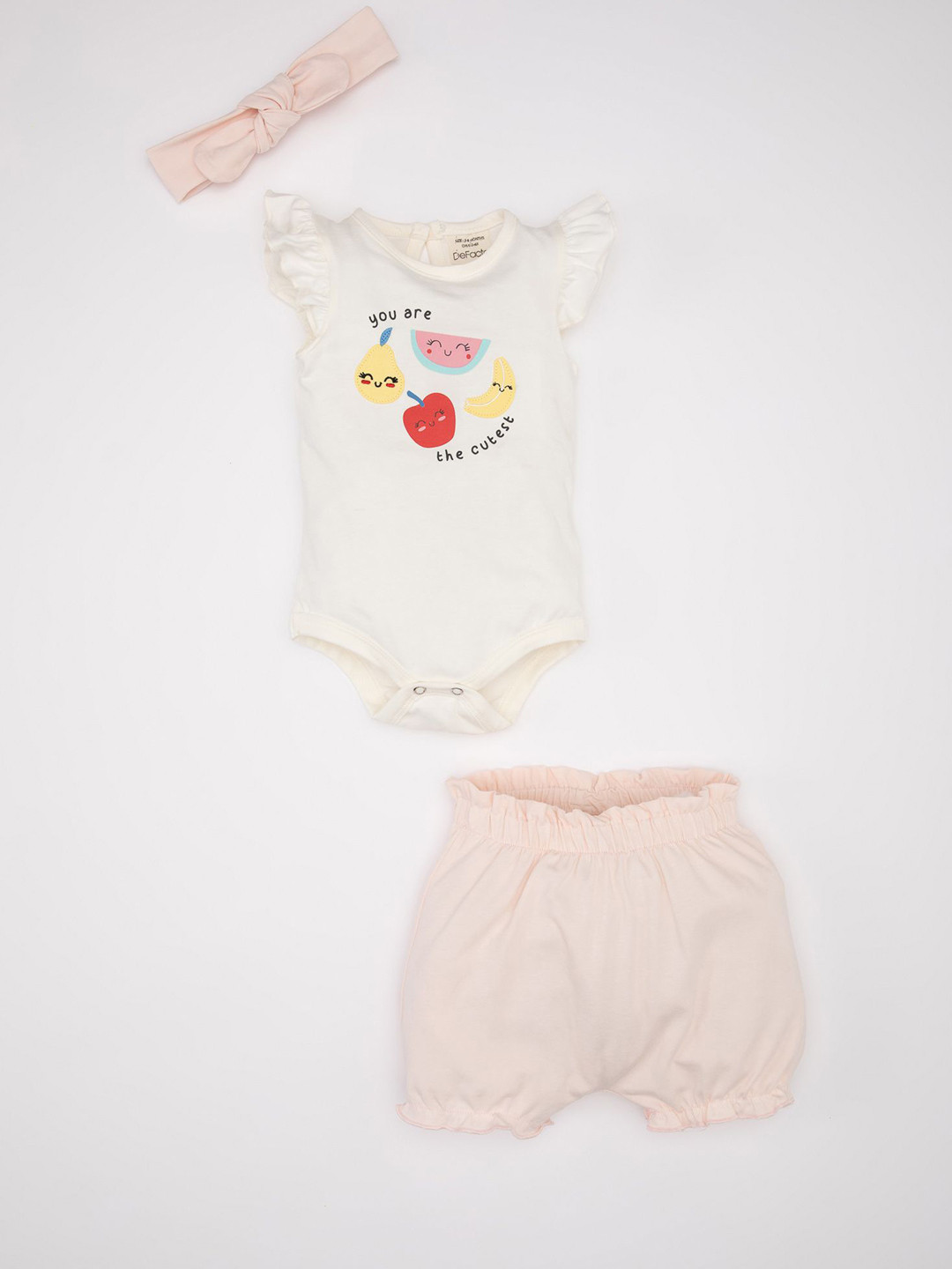 

DeFacto Girls Printed Pure Cotton Top With Shorts, White