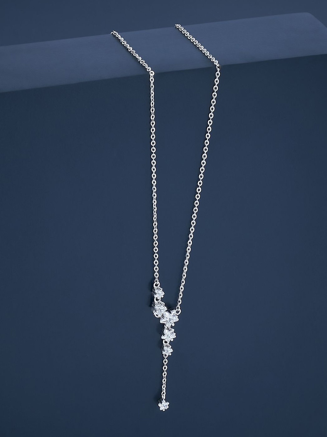 

Kushal's Fashion Jewellery Rhodium Plated 92.5 Pure Silver Cubic Zirconia Chain