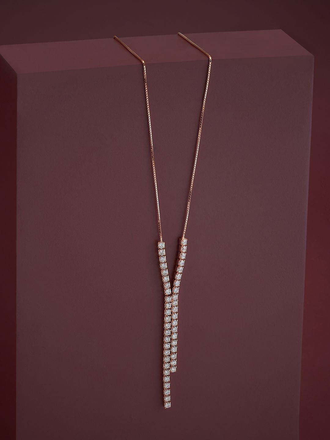 

Kushal's Fashion Jewellery 92.5 Pure Silver Gold-Plated Cubic Zirconia Studded Necklace