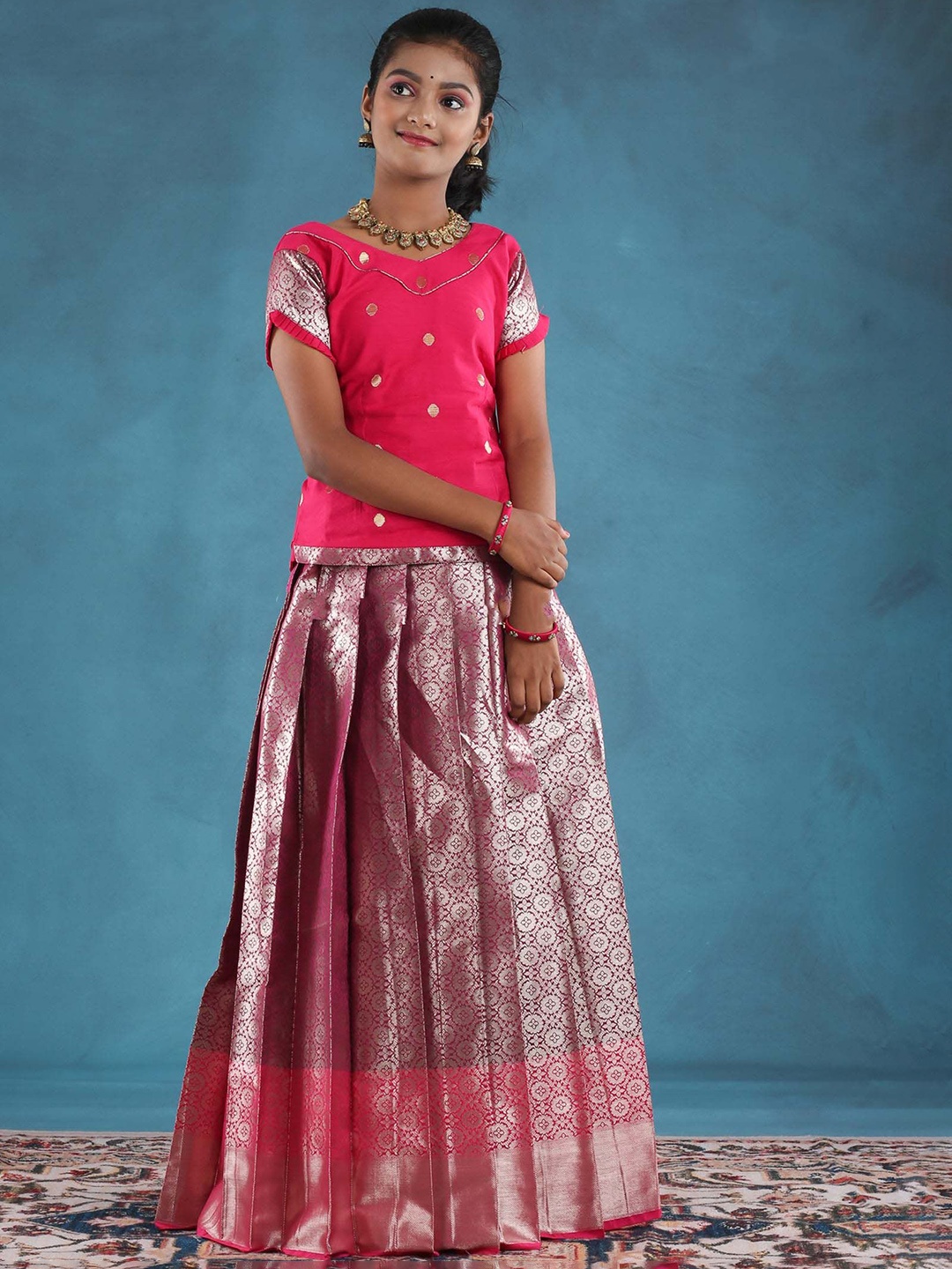 

SHIVANGI clothing Girls Lehenga Choli, Pink