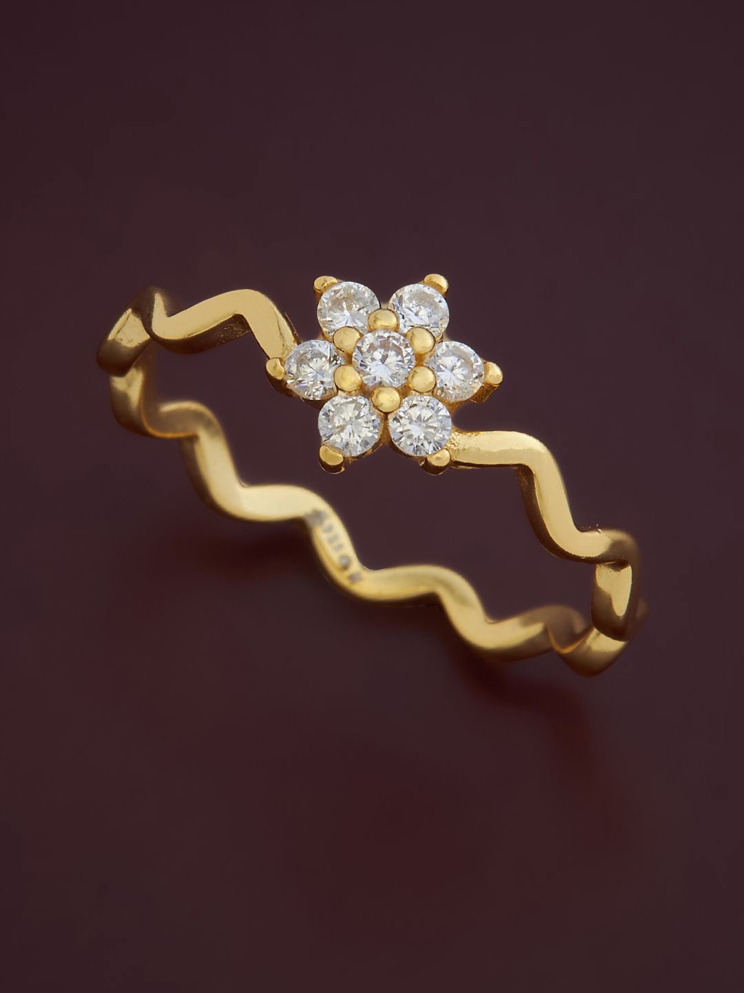 

Kushal's Fashion Jewellery 92.5 Pure Silver Gold-Plated Cubic Zirconia Studded Finger Ring