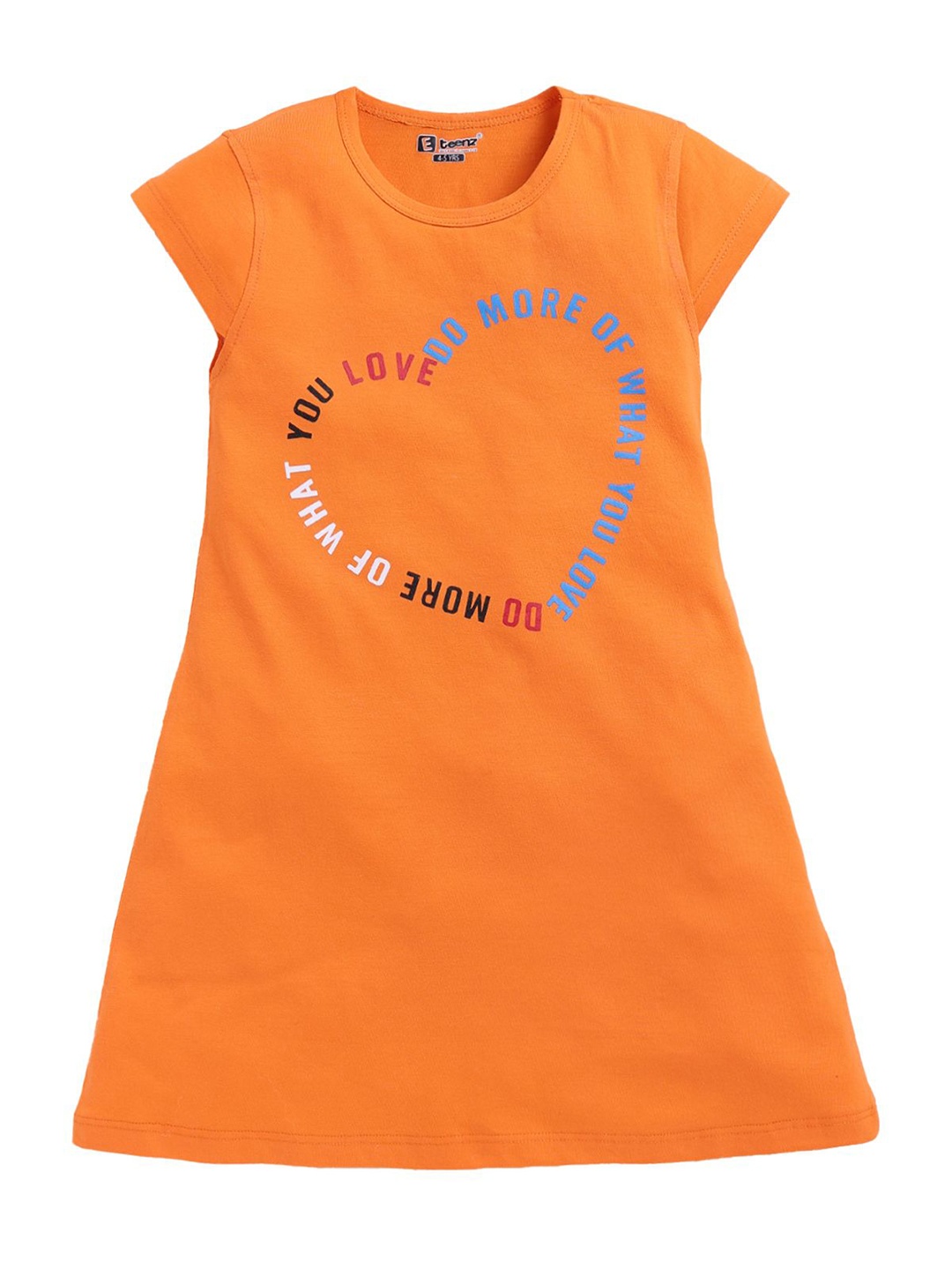 

E-TEENZ Printed Cotton A-Line Mini Dress, Orange