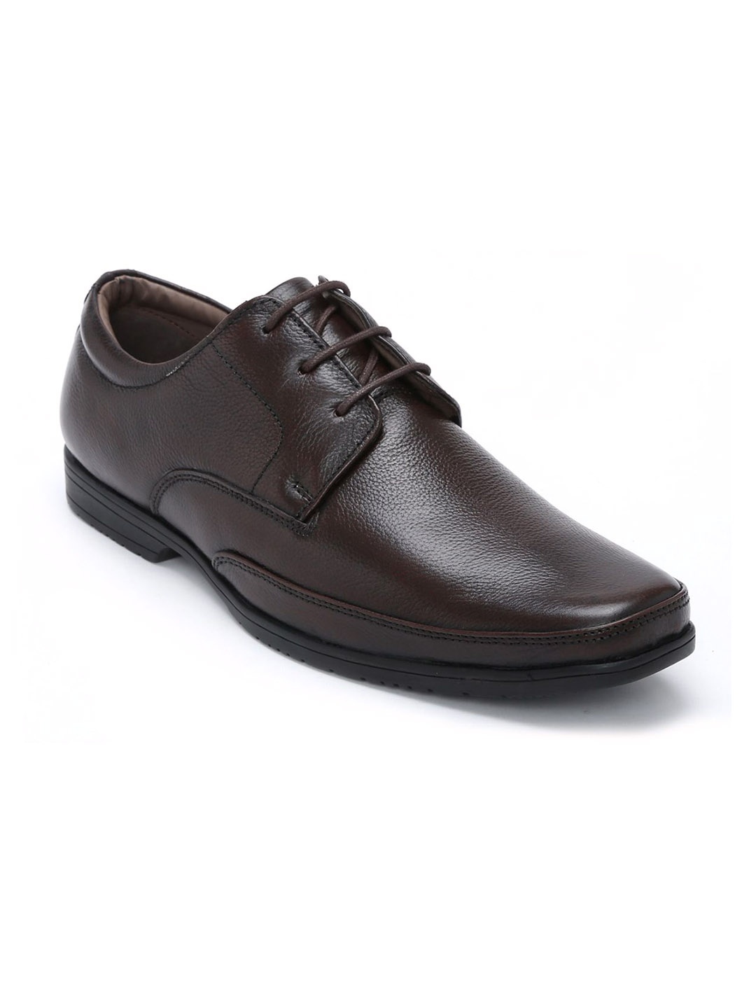 

Zoom Shoes Men Textured Leather Derbys, Brown