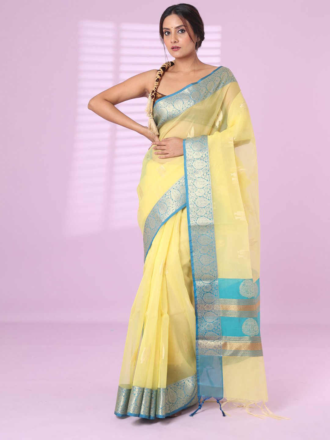 

Charukriti Ethnic Motifs Zari Saree, Yellow
