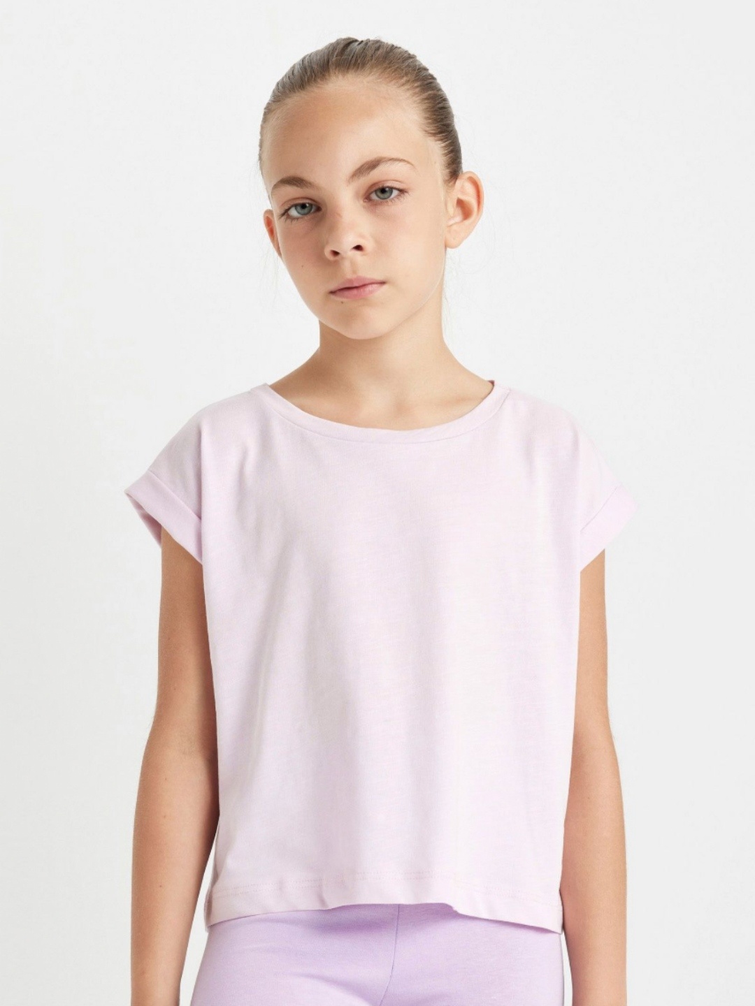 

DeFacto Girls Solid Round Neck Cotton T-shirt, White