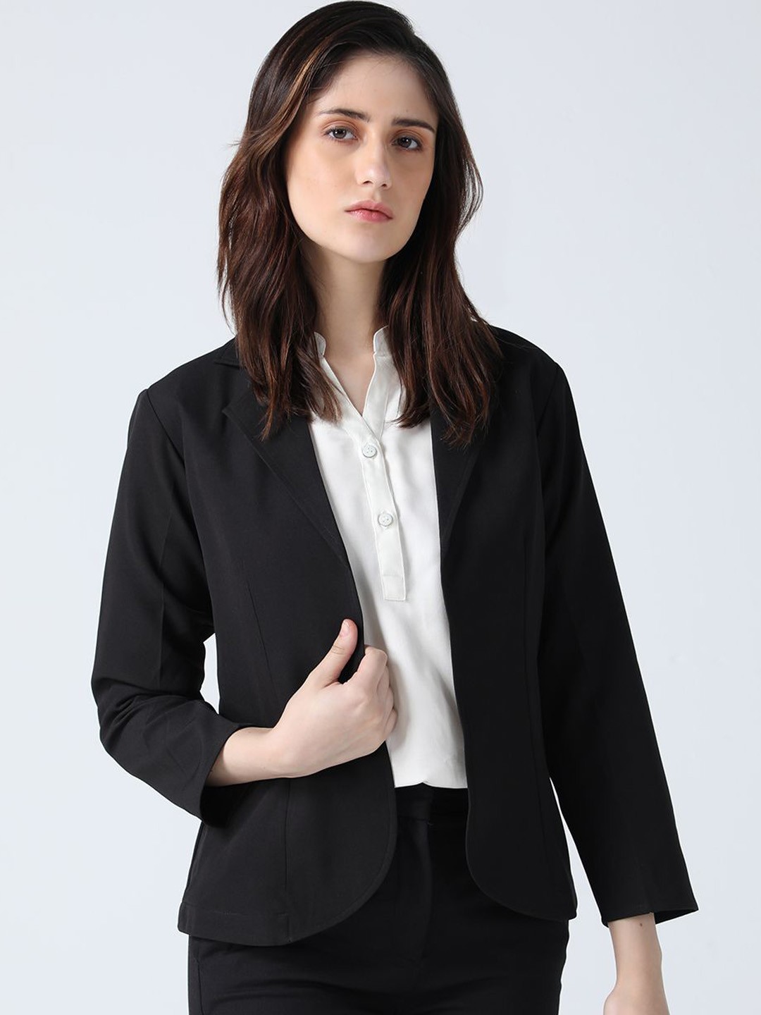 

IDK Women Solid Lightweight Open Front Jacket, Black