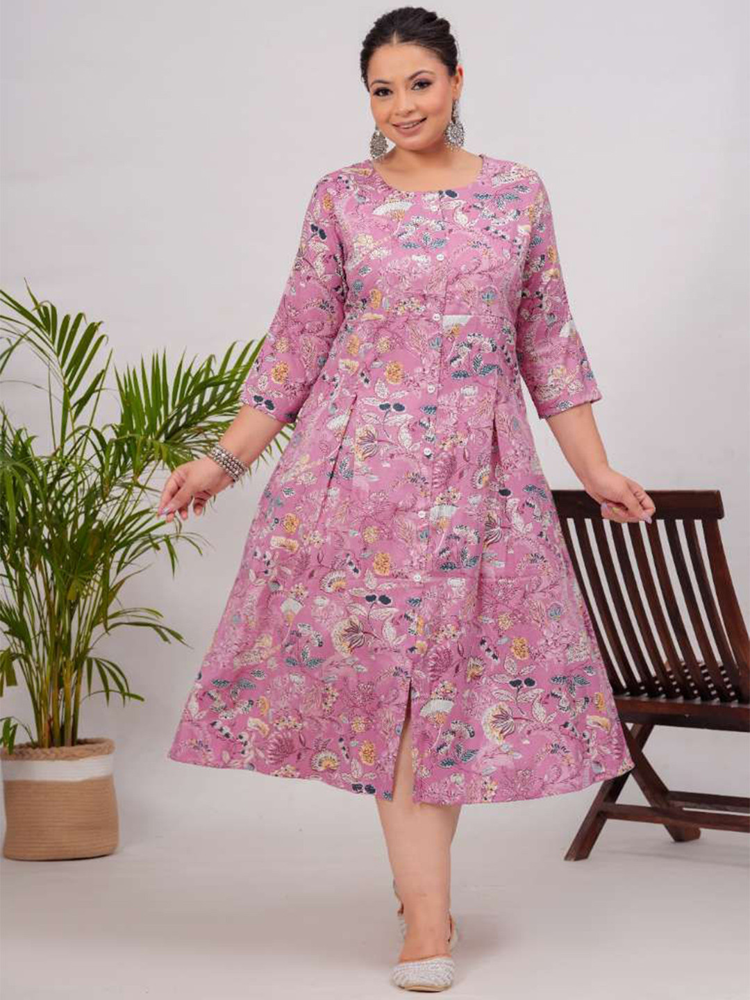 

HEARTLOOM Printed Ethnic Dresses, Pink