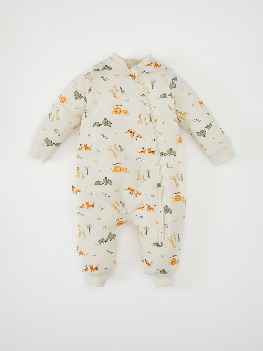 

DeFacto Infant Boys Printed Pure Cotton Romper, White
