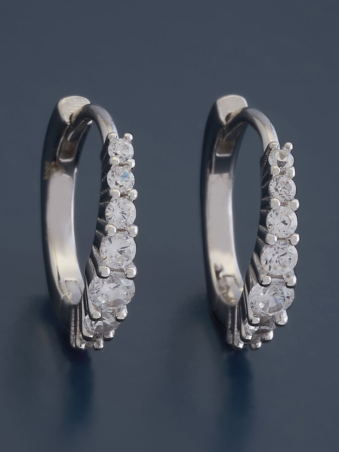 

Kushal's Fashion Jewellery Sterling Silver Cubic Zirconia Rhodium-Plated Hoop Earrings, White