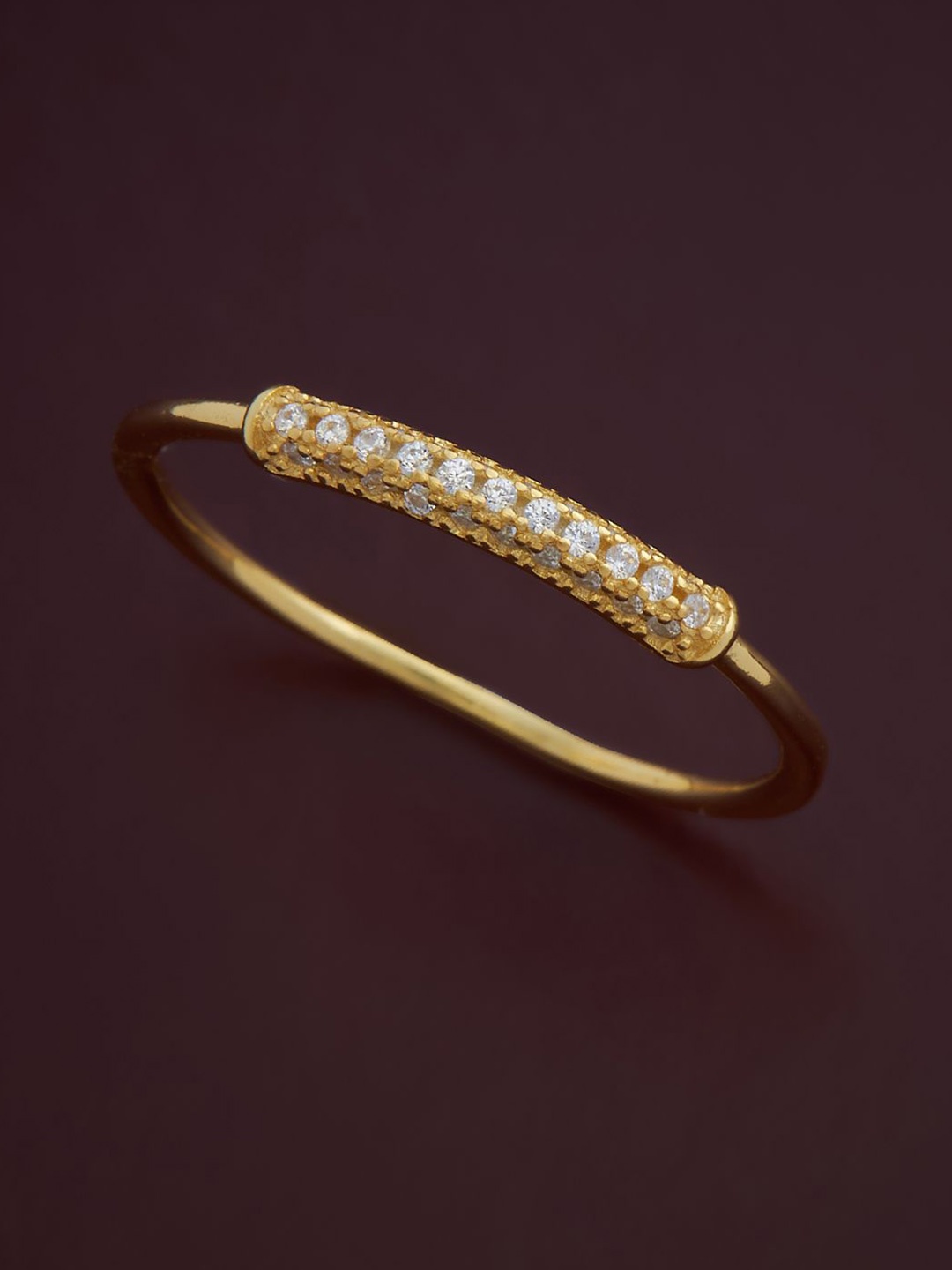 

Kushal's Fashion Jewellery Sterling Silver Cubic Zirconia Gold-Plated Finger Ring