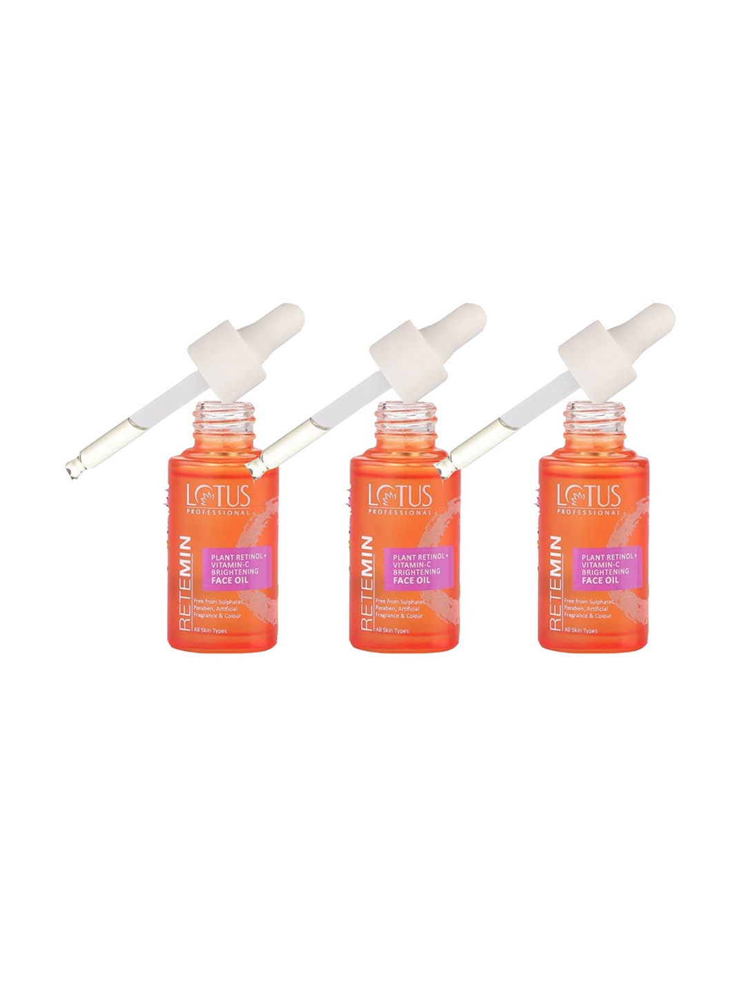 

Lotus Professional Set Of 3 Retemin Plant Retinol Brightening Facial Oil 28 ml Each, Orange