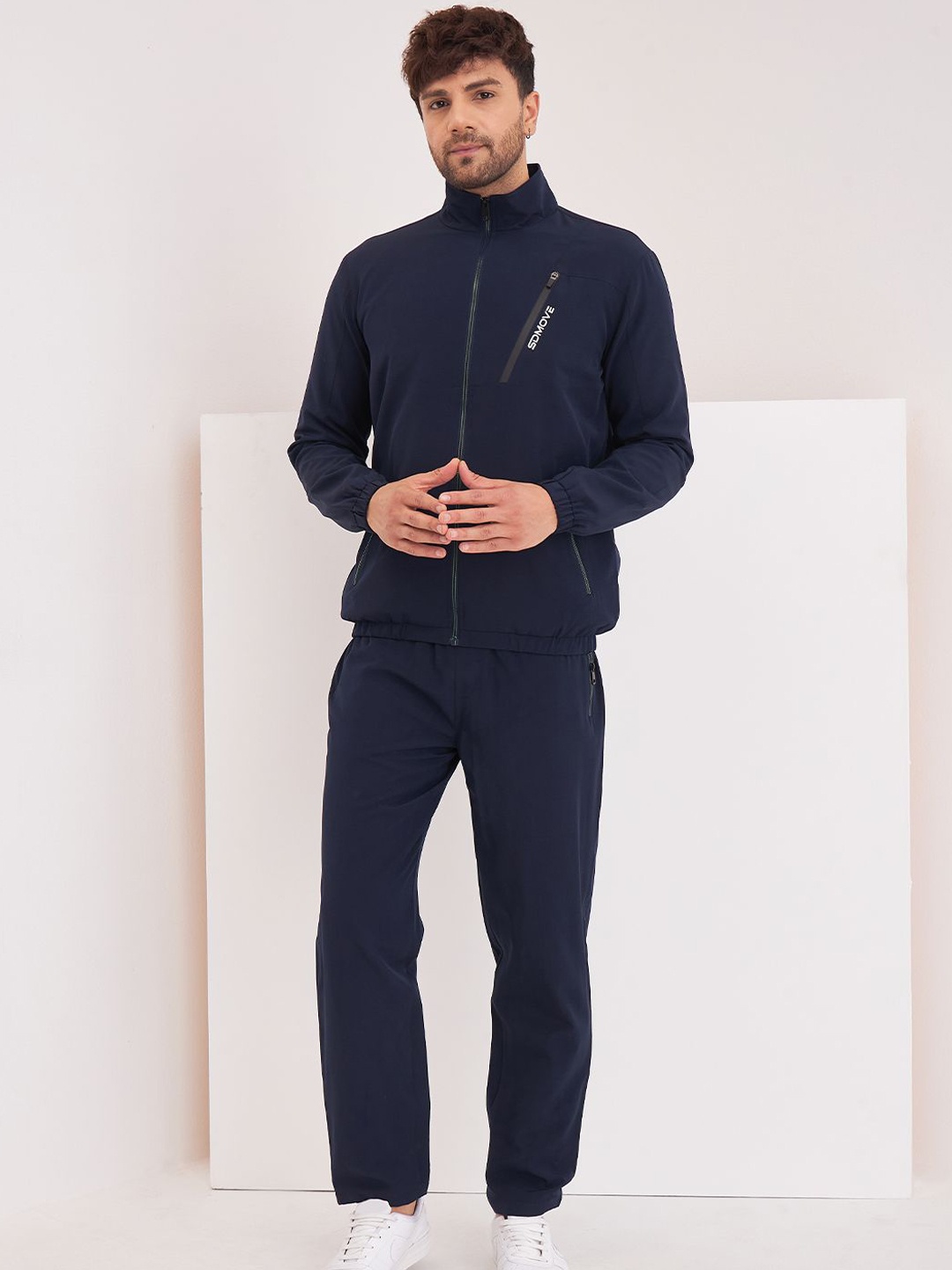 

Sweet Dreams Men Mock Collar Zipper Tracksuit, Navy blue