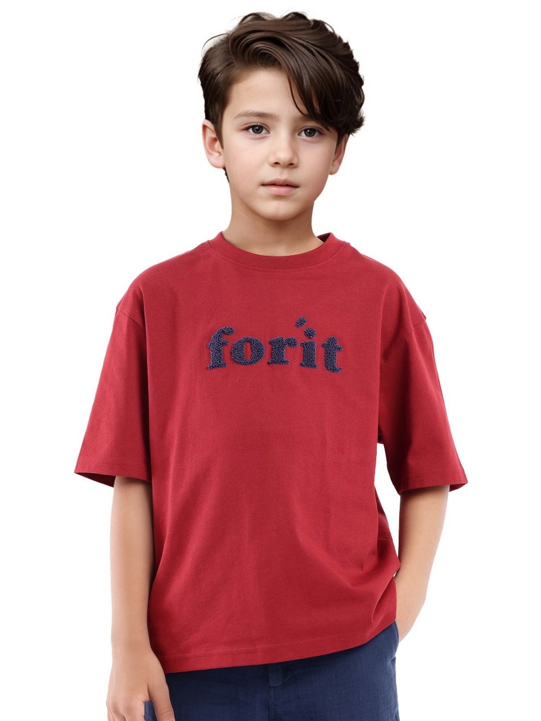 

Rare Ones Boys Oversized Towel Embroidered T-Shirt, Red