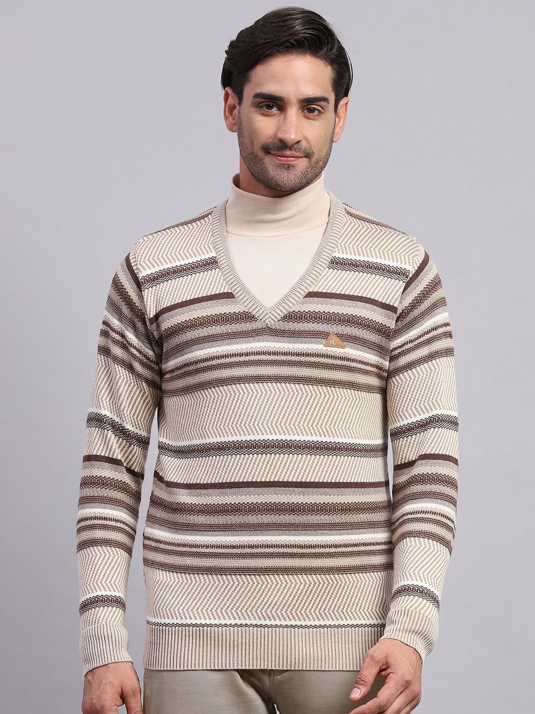 

Monte Carlo Men Self Design Pullover, Beige