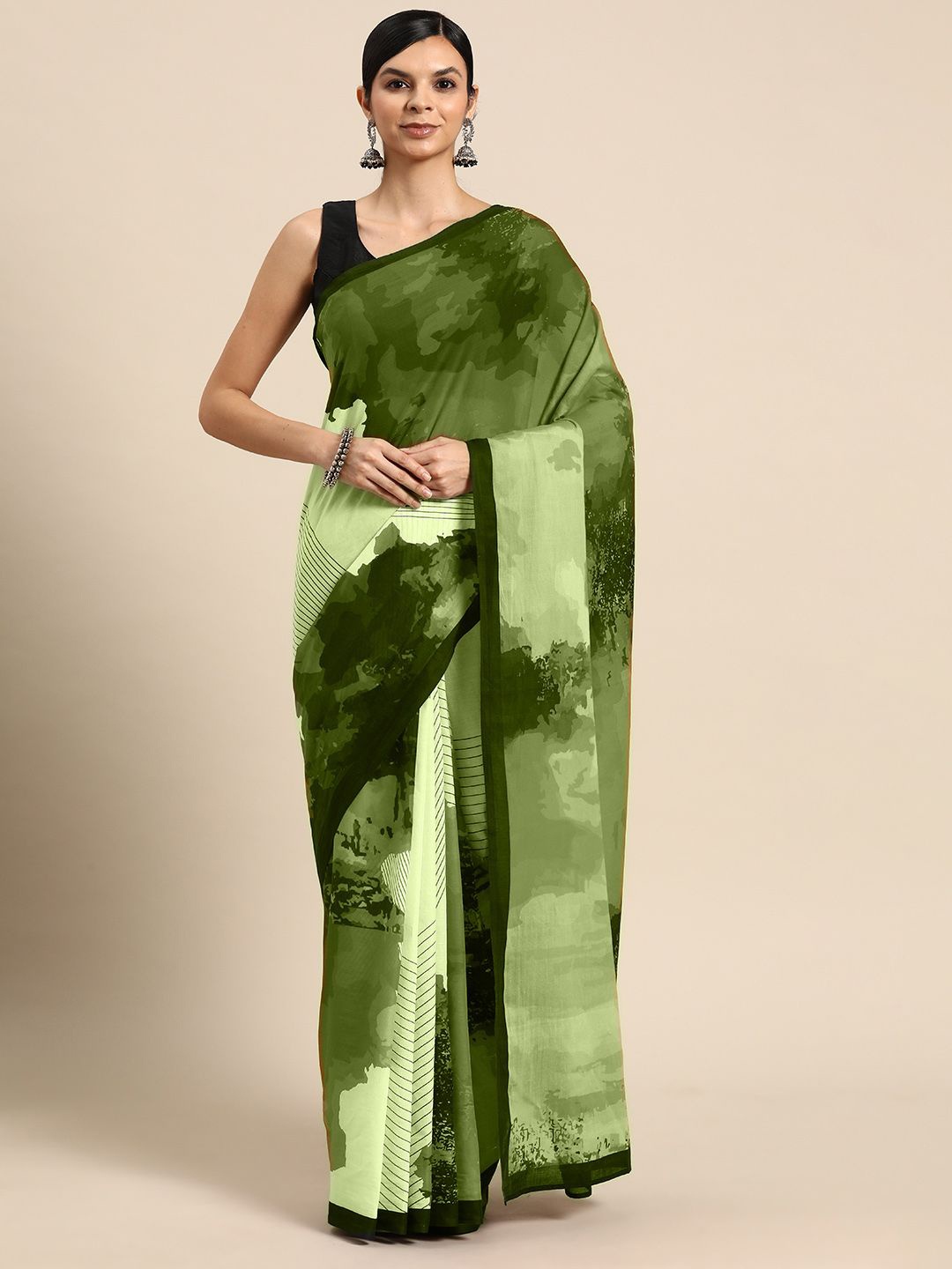 

BUTA BUTI Printed Pure Cotton Saree, Green