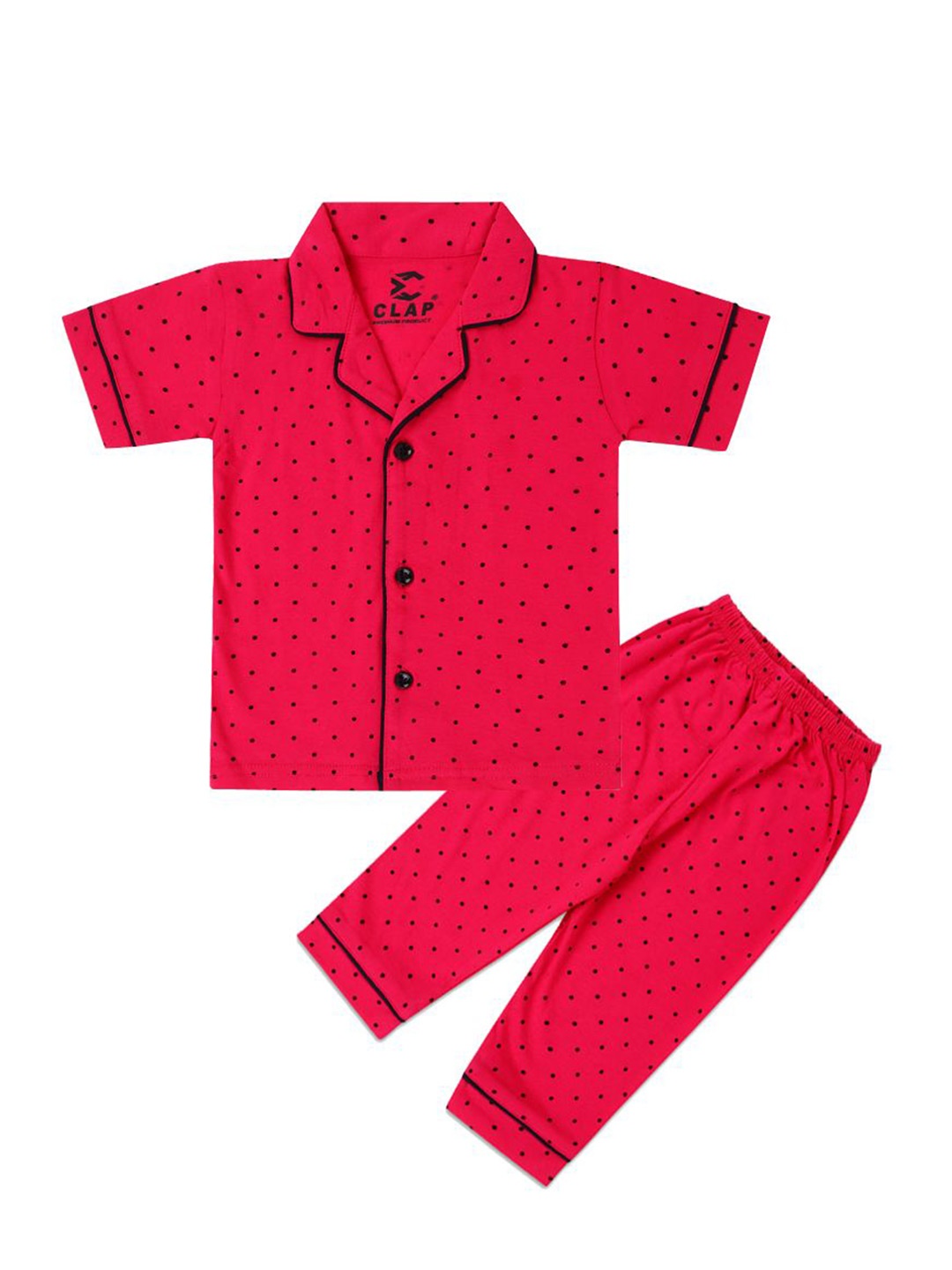 

CLAP Girls Printed Pure Cotton Night Suits, Pink