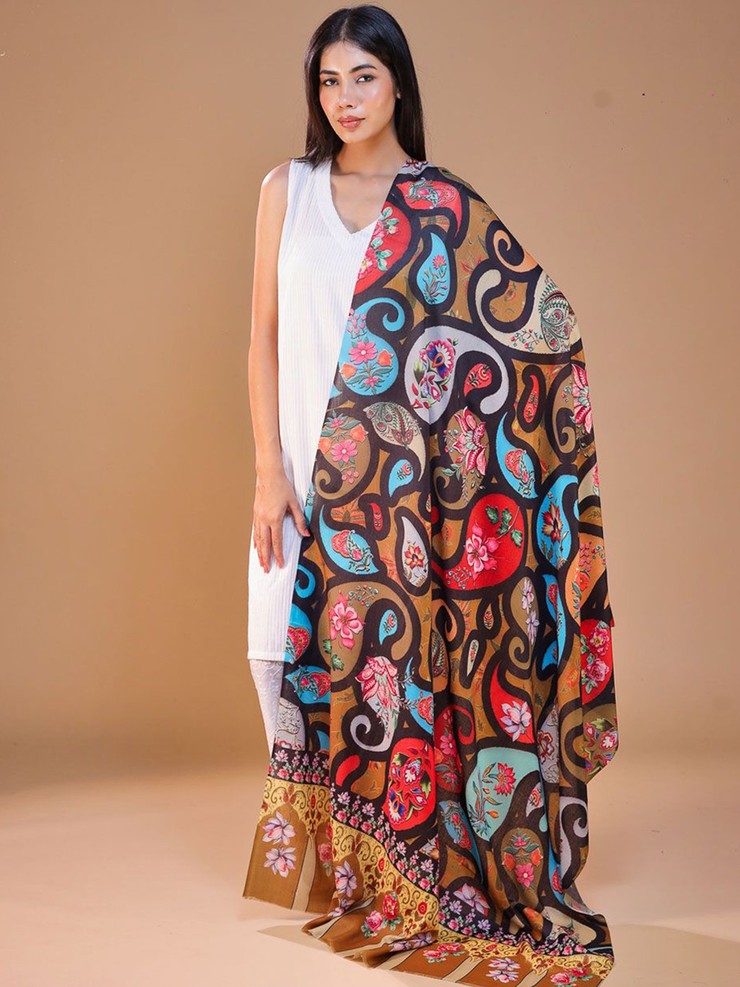 

SWI Stylish Paisley Printed Shawl, Yellow