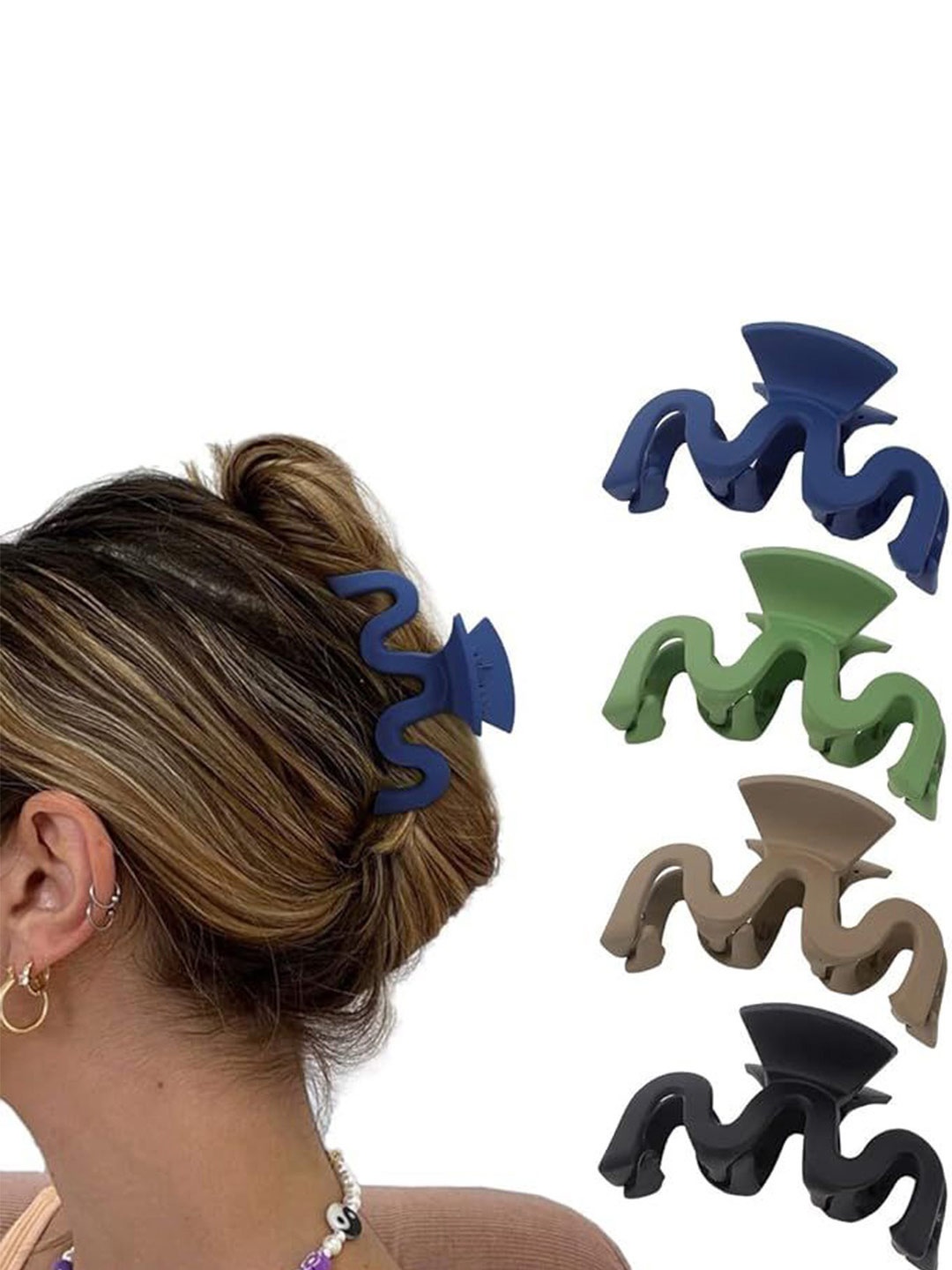 

Softwrap Set of 4 Women Claw Clip, Navy blue