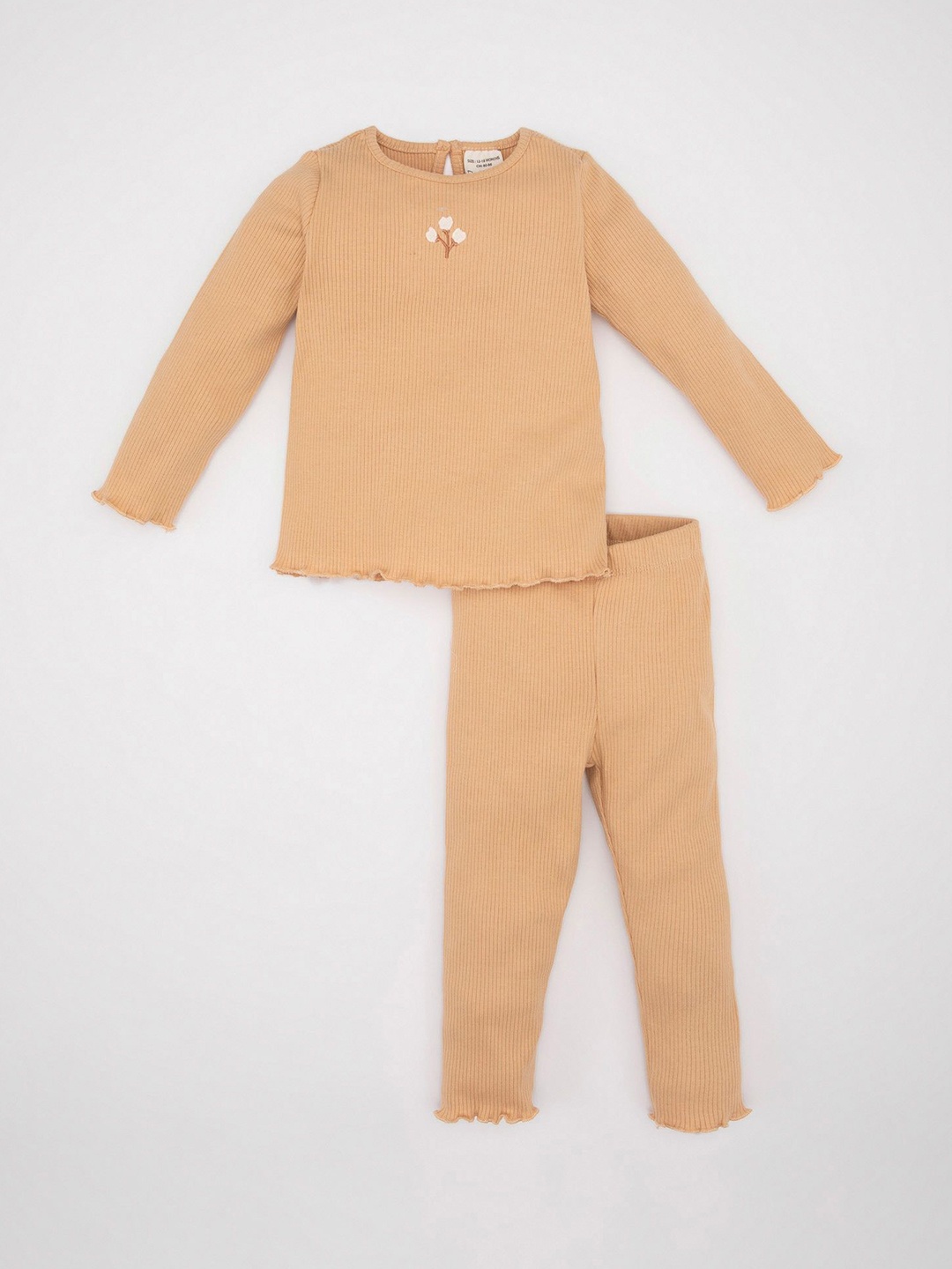 

DeFacto Girls Embroidered Detail Top With Trouser, Beige
