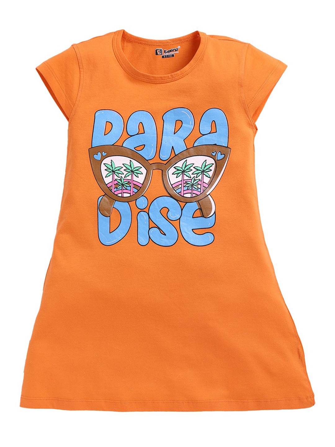 

E-TEENZ Girls Printed A-Line Mini Dress, Orange