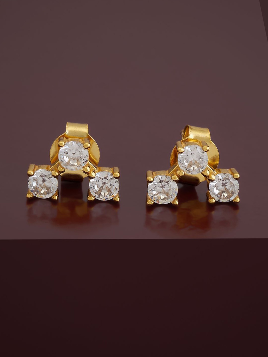 

Kushal's Fashion Jewellery Sterling Silver Cubic Zirconia Gold-Plated Studs, White