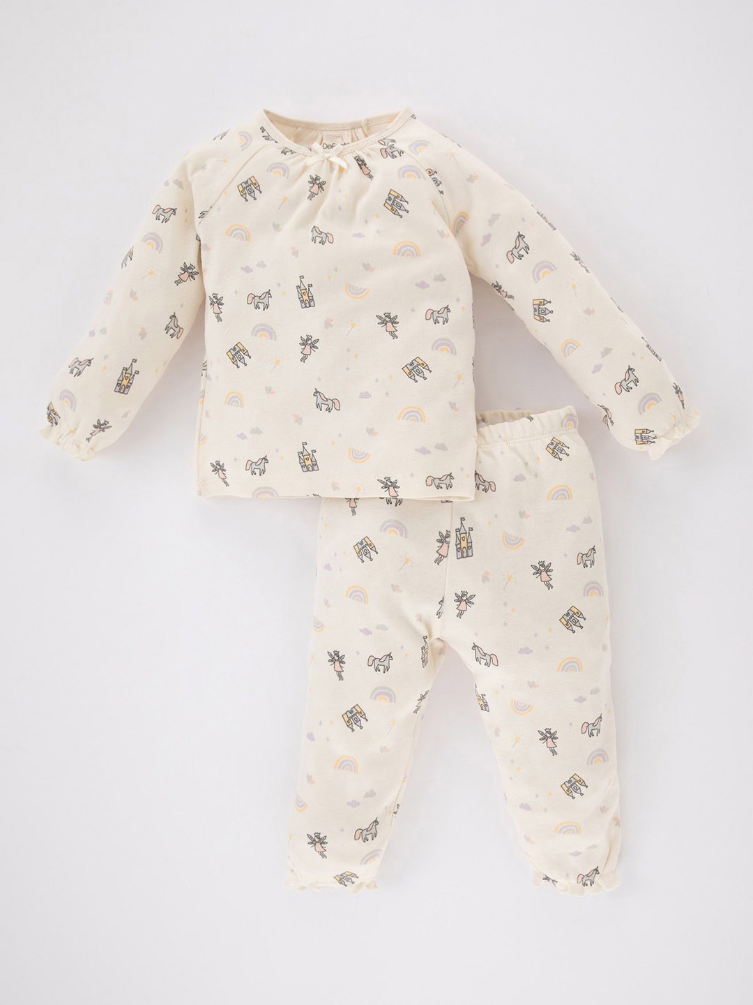 

DeFacto Girls Printed Pure Cotton Clothing Set, Cream