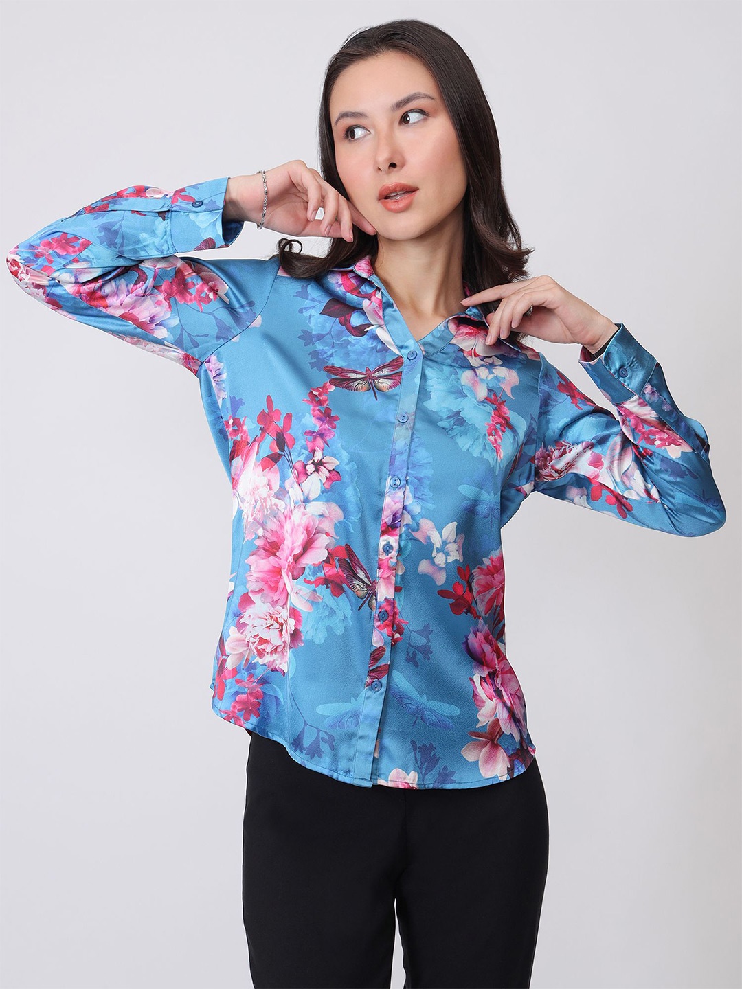 

SALT ATTIRE Women Classic Spread Collar Floral Printed Casual Shirt, Multi