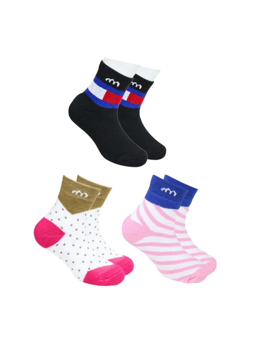

BAESD Kids-Unisex Pack Of 3 Patterned Ankle-Length Socks, Pink