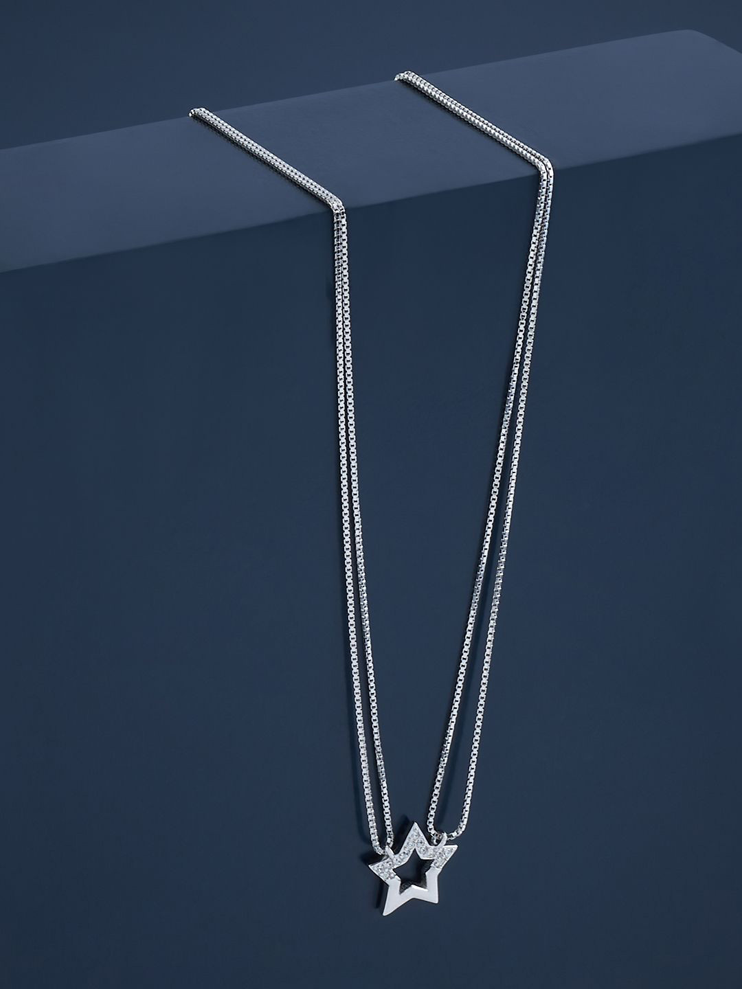 

Kushal's Fashion Jewellery 92.5 Pure Silver Rhodium-Plated CZ Studded Pendant With Chain