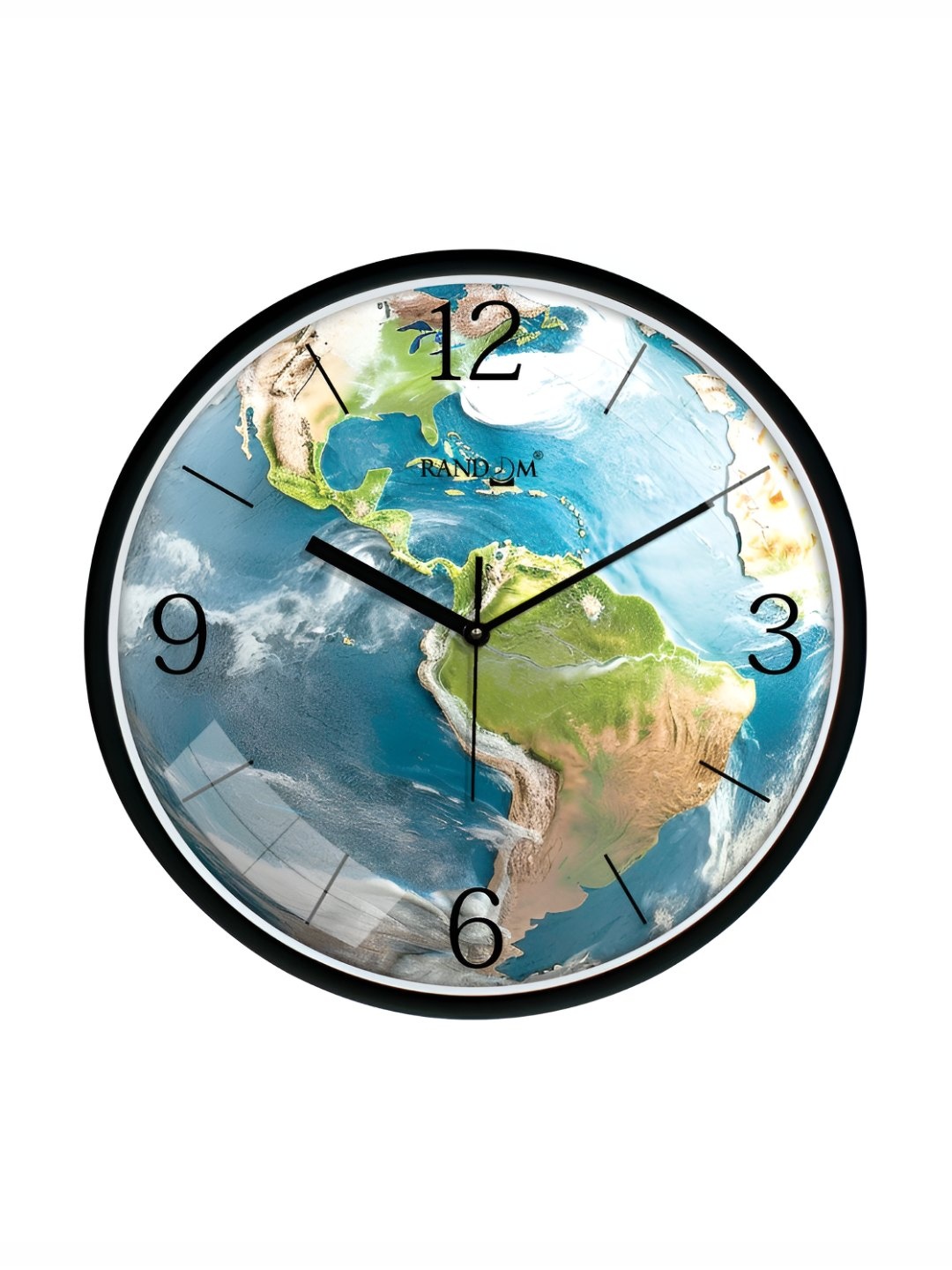 

RANDOM Printed Round Shaped Sweep Silent Movement Contemporary Wall Clock, Black