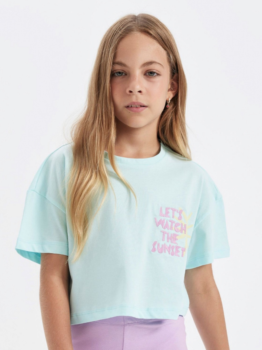 

DeFacto Girls Typography Printed Round Neck Cotton T-shirt, Na