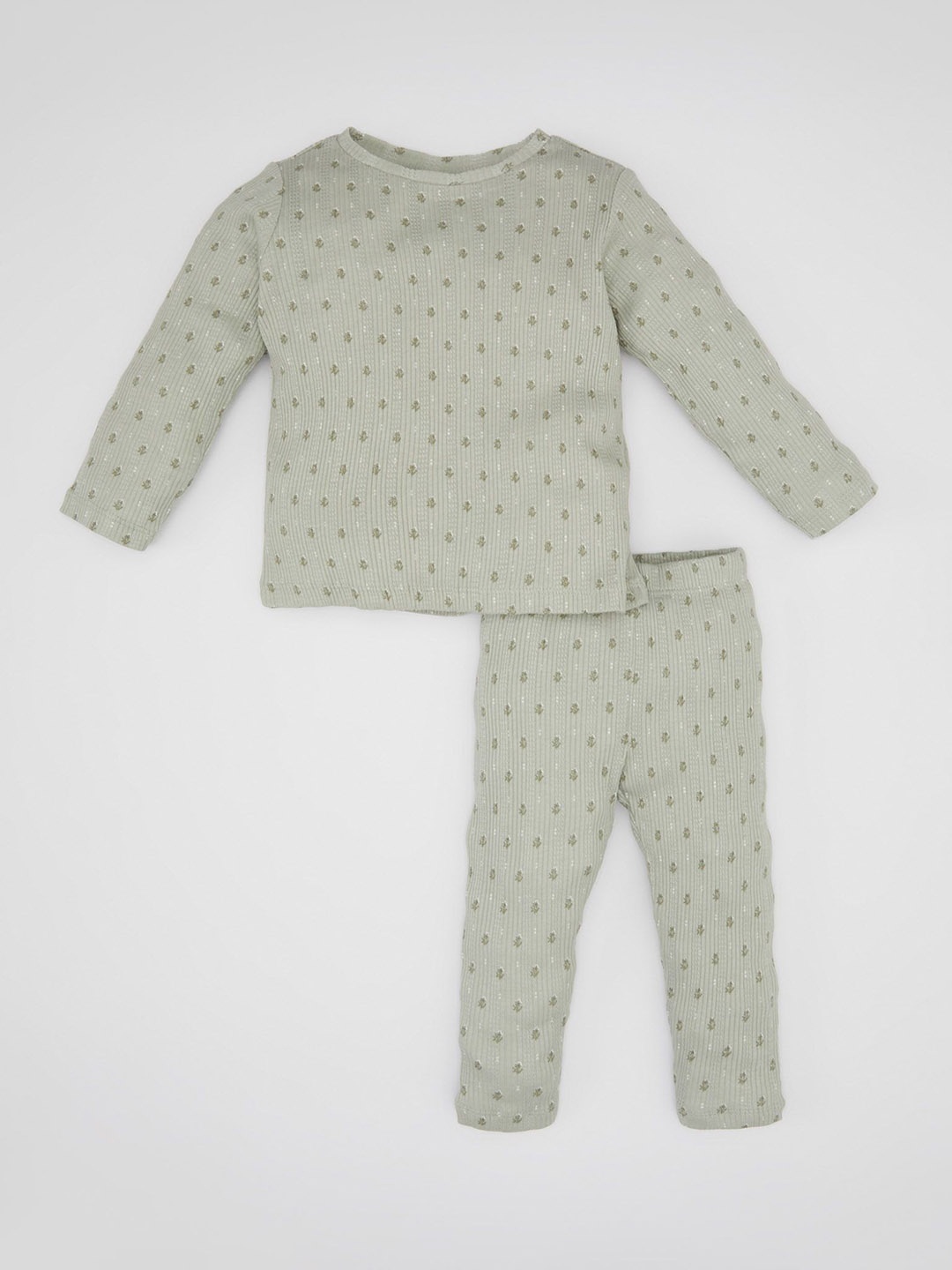 

DeFacto Girls Graphic Printed Pure Cotton Night Suit, Olive