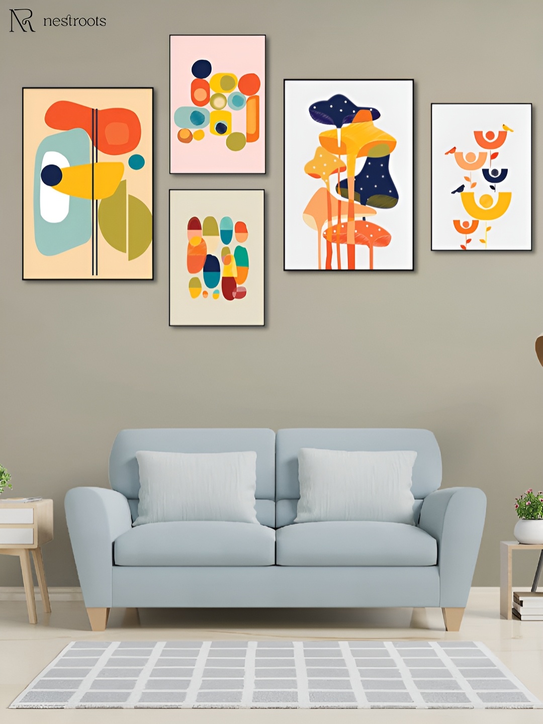 

nestroots White & Green Canvas Wall Paintings