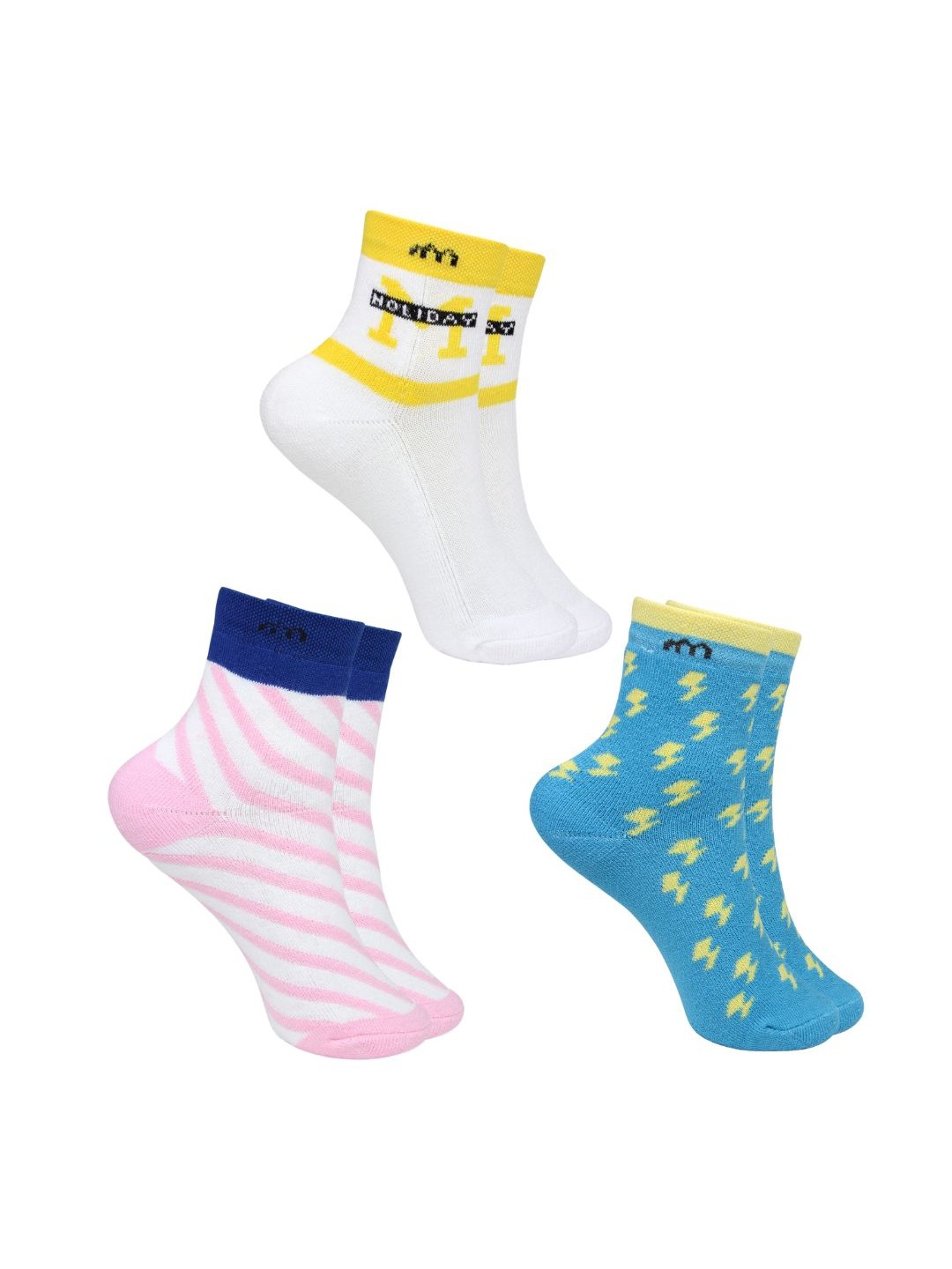 

BAESD Kids Pack Of 3 Patterned Ankle-Length Socks, Blue