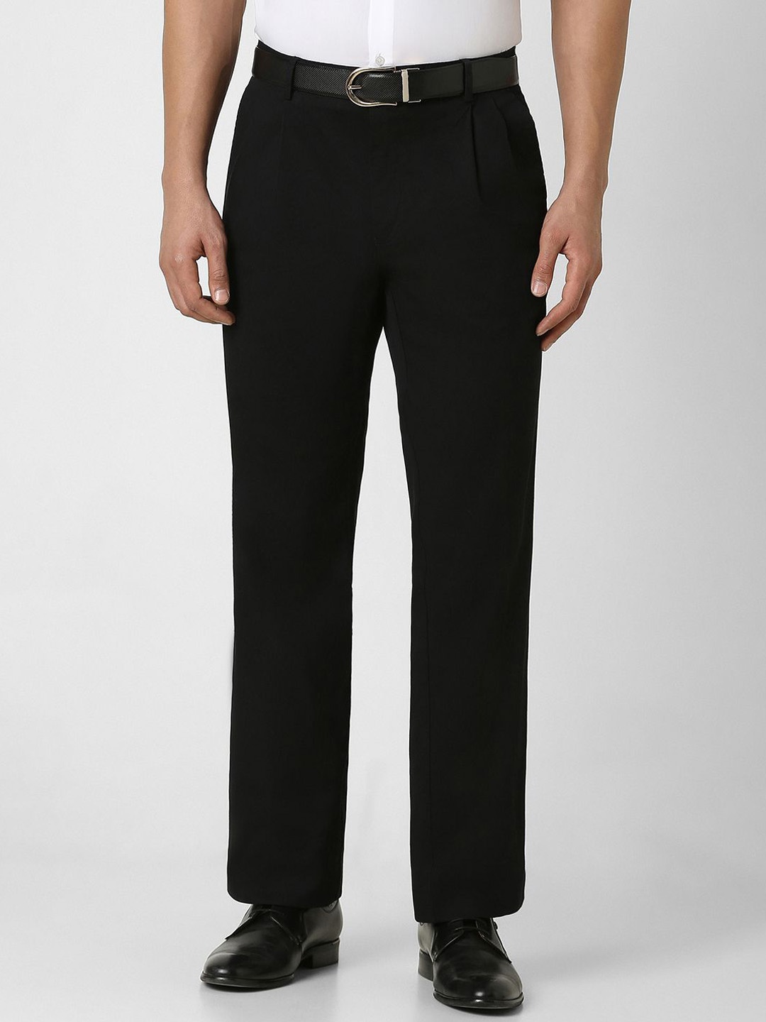 

Van Heusen Men Pleated Formal Trousers, Black