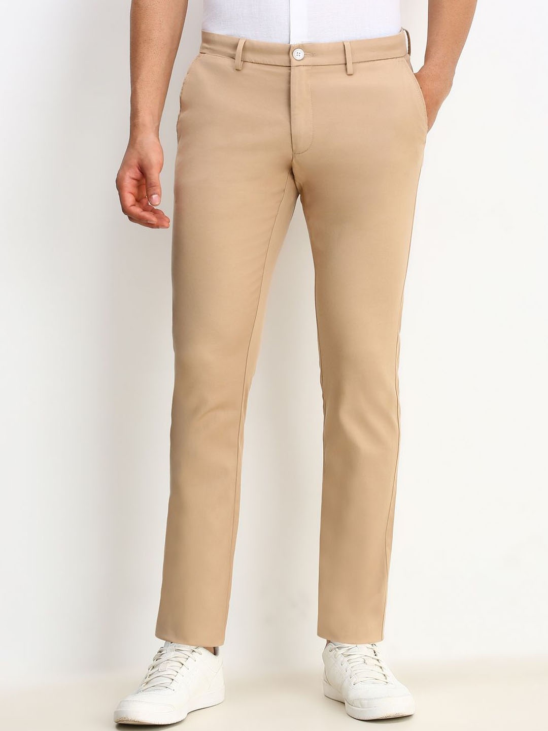 

Allen Solly Men Slim Fit Formal Trousers, Beige