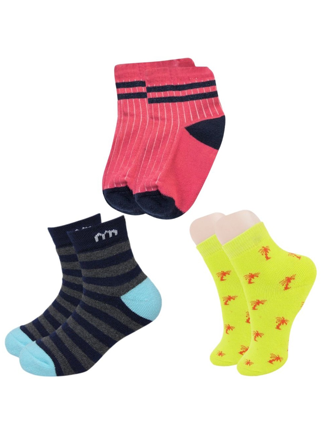 

BAESD Kids-Unisex Pack Of 3 Patterned Ankle-Length Socks, Red