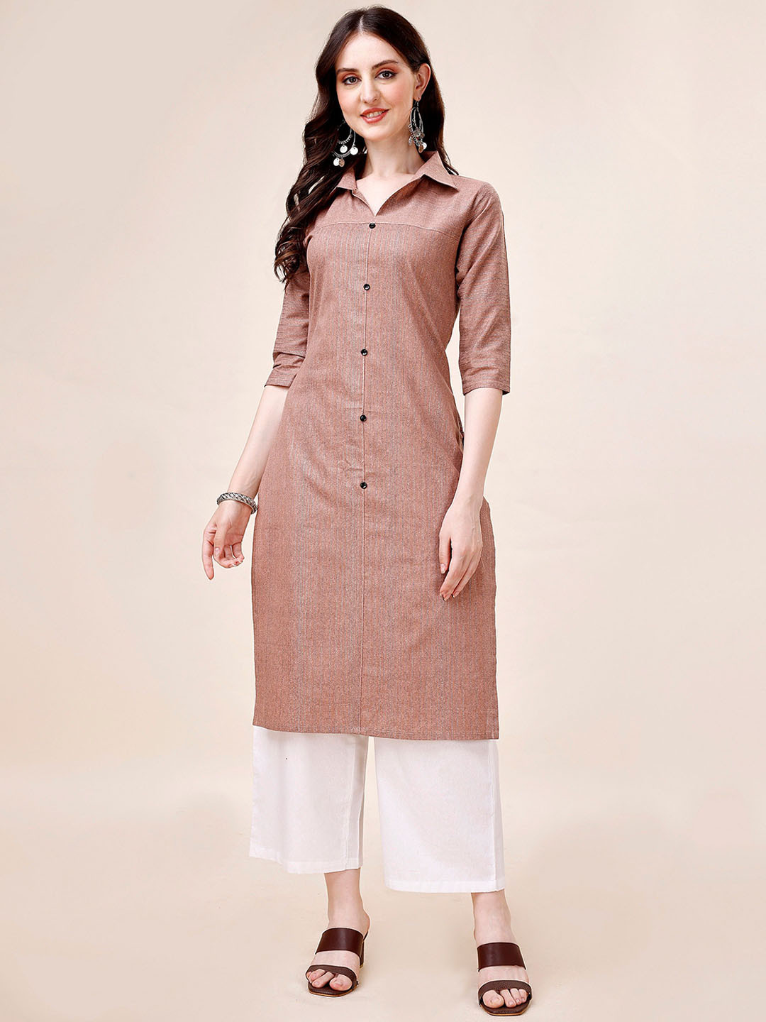

KALINI Women Regular Kurta with Palazzos, Peach