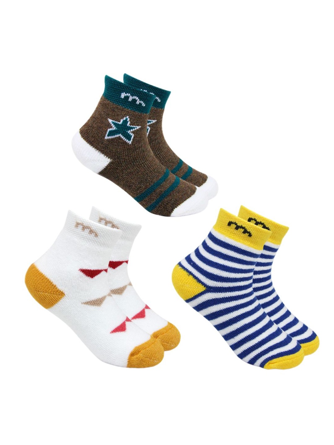 

BAESD Infants Pack Of 3 Patterned Ankle-Length Socks, Brown