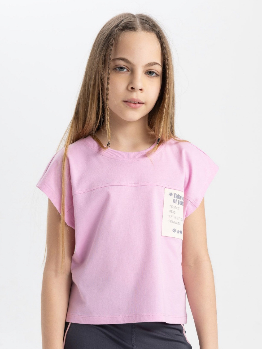 

DeFacto Girls Typography Printed Round Neck Cotton T-shirt, Pink